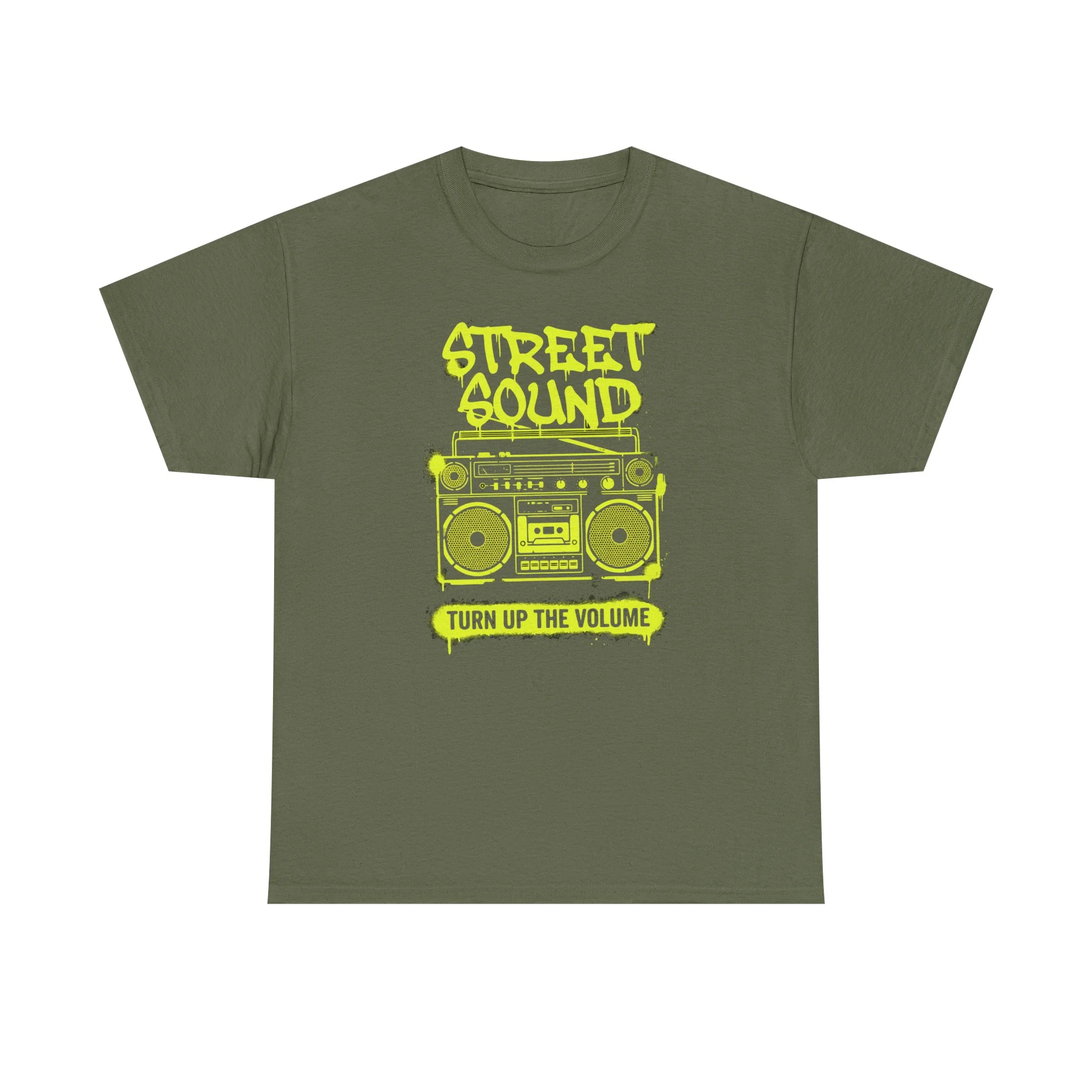Street Sound Boombox T‑Shirt — “Turn Up The Volume” Music Tee