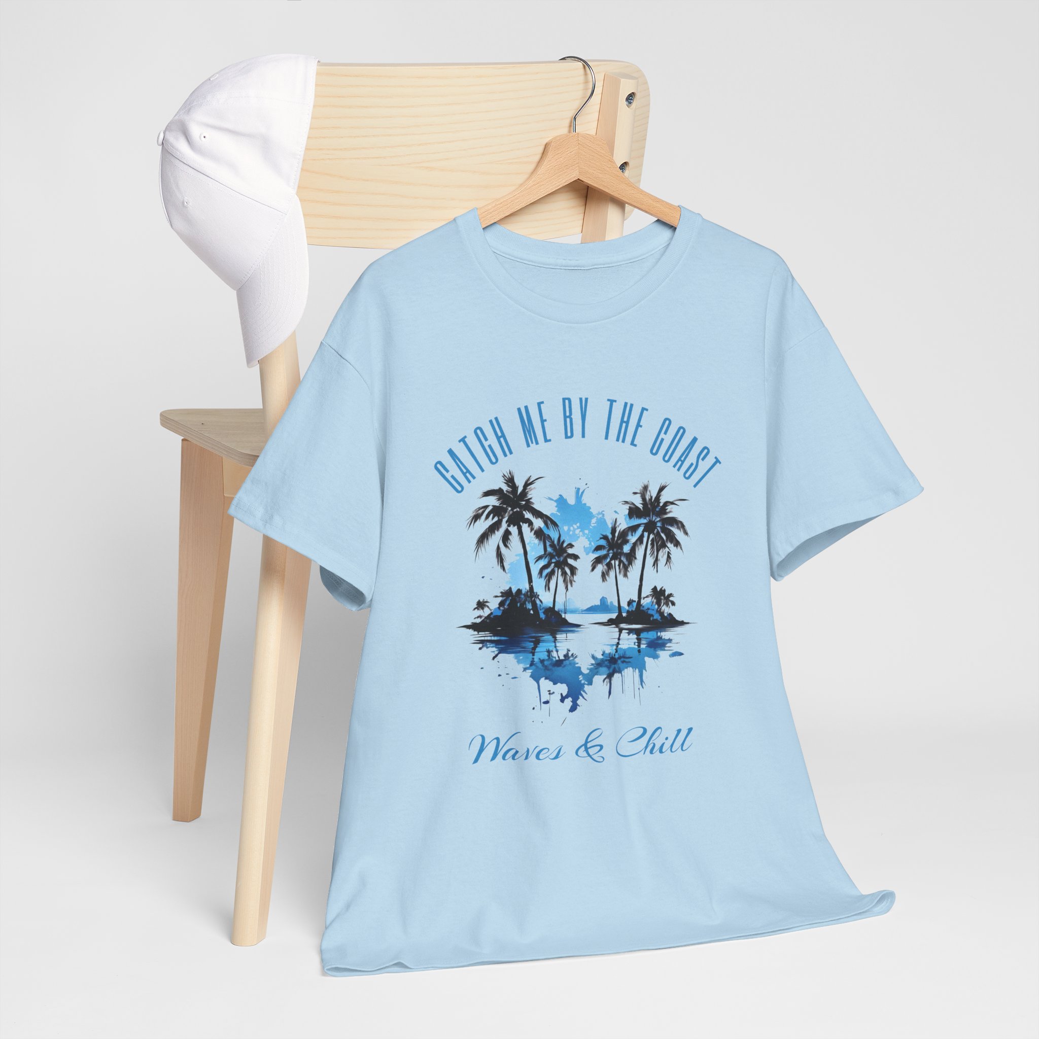 Beach Vibes T-Shirt – "Waves & Chill" Palm Tree Sunset Tee - Image 6