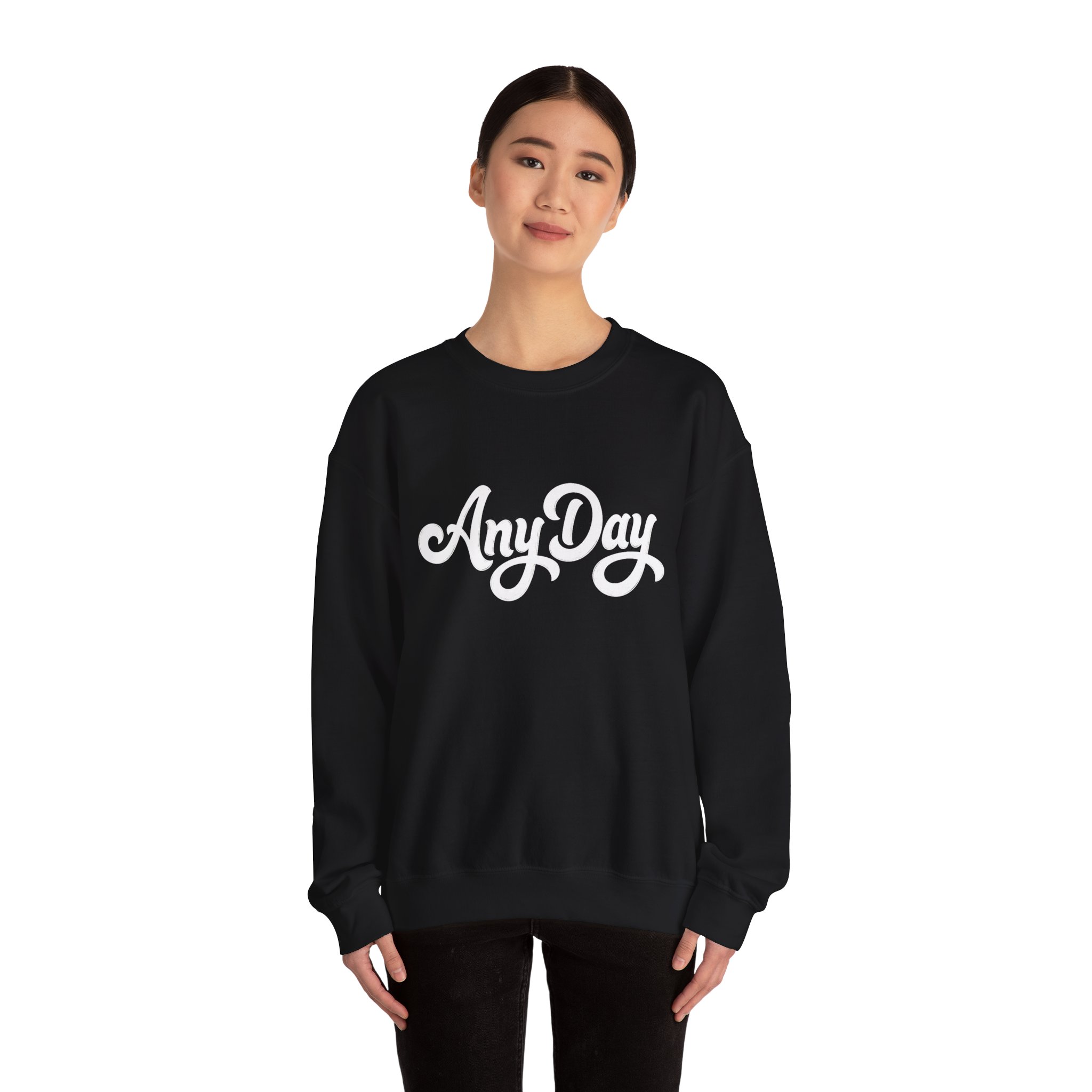 Any Day Crewneck Sweatshirt — Cozy Script Graphic Pullover - Image 4