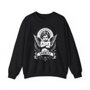 Sadness Angel Crewneck Sweatshirt – Gothic Cherub Graphic Pullover