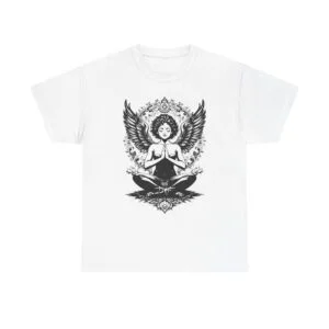 Meditative Angel Tee — Winged Buddha Yoga Graphic T-Shirt