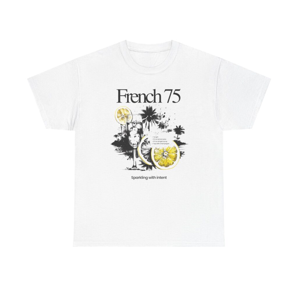 French 75 Cocktail T-Shirt — Vintage Citrus Gin Cocktail Tee