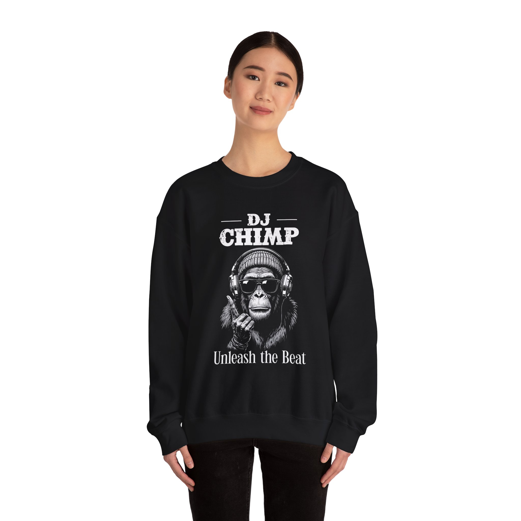 Crewneck Sweatshirt — "DJ Chimp: Unleash the Beat" Graphic - Image 4