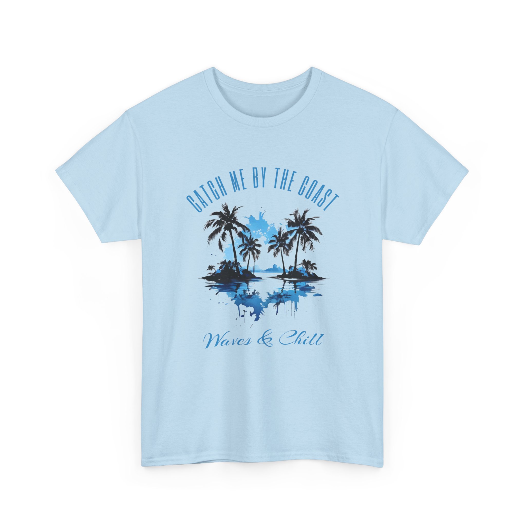 Beach Vibes T-Shirt – "Waves & Chill" Palm Tree Sunset Tee - Image 3