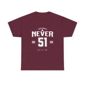 Never 51 Tee — Vintage Athletic Football Jersey Style T-Shirt