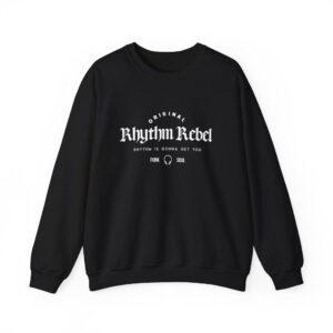 Rhythm Rebel Crewneck Sweatshirt — Original 'Rhythm Rebel' Vintage Music Graphic