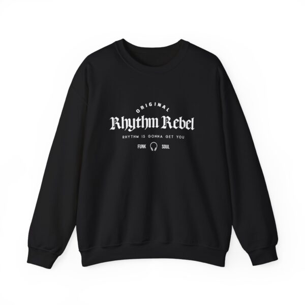 Rhythm Rebel Crewneck Sweatshirt — Original 'Rhythm Rebel' Vintage Music Graphic