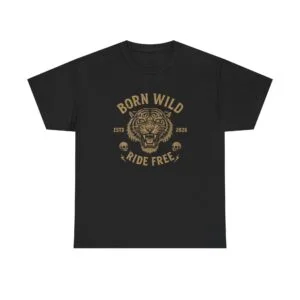 Born Wild Ride Free Tiger Tee - Vintage Biker Graphic T-Shirt