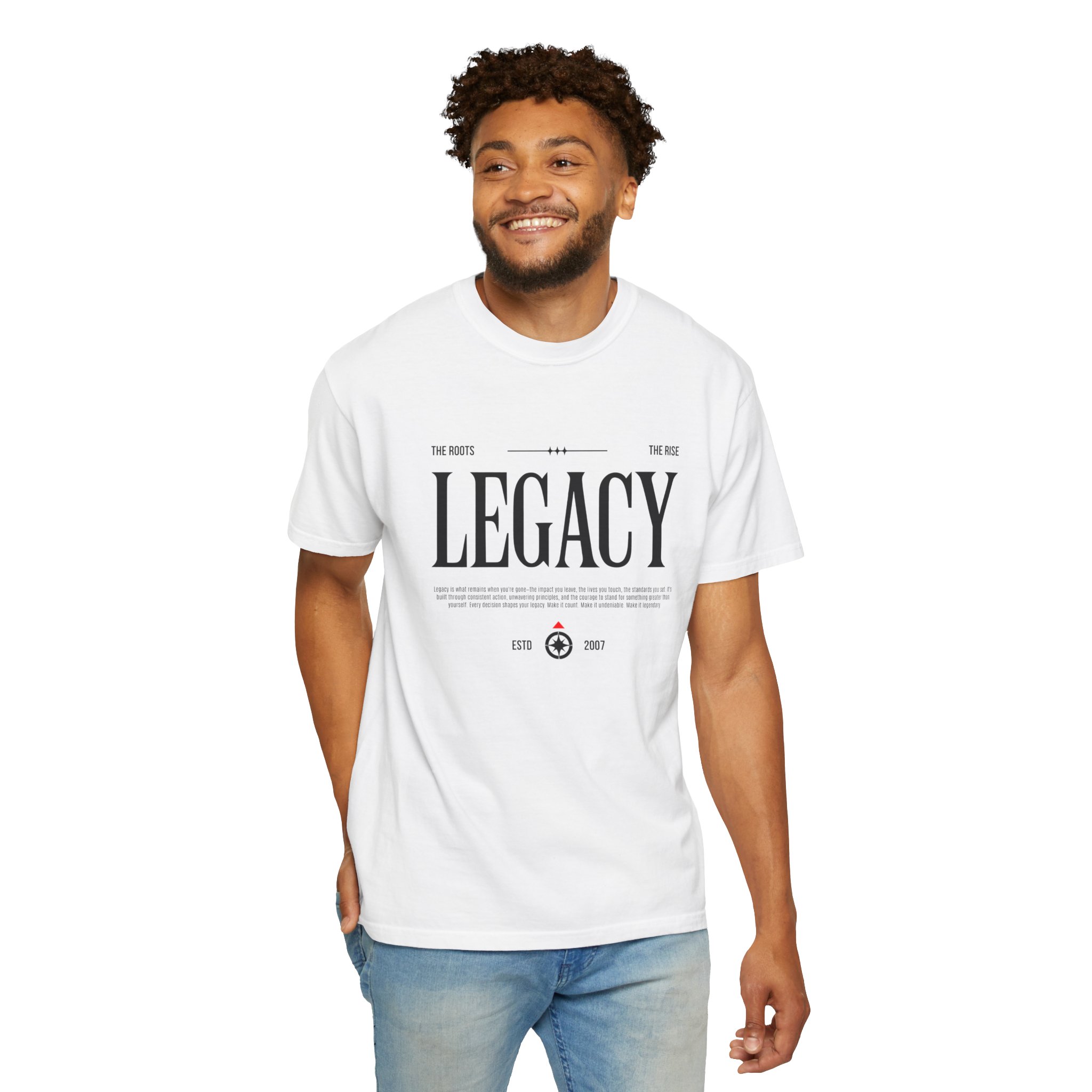 Legacy Graphic T-Shirt — 'LEGACY' Newspaper-Style Typography Tee - Image 4