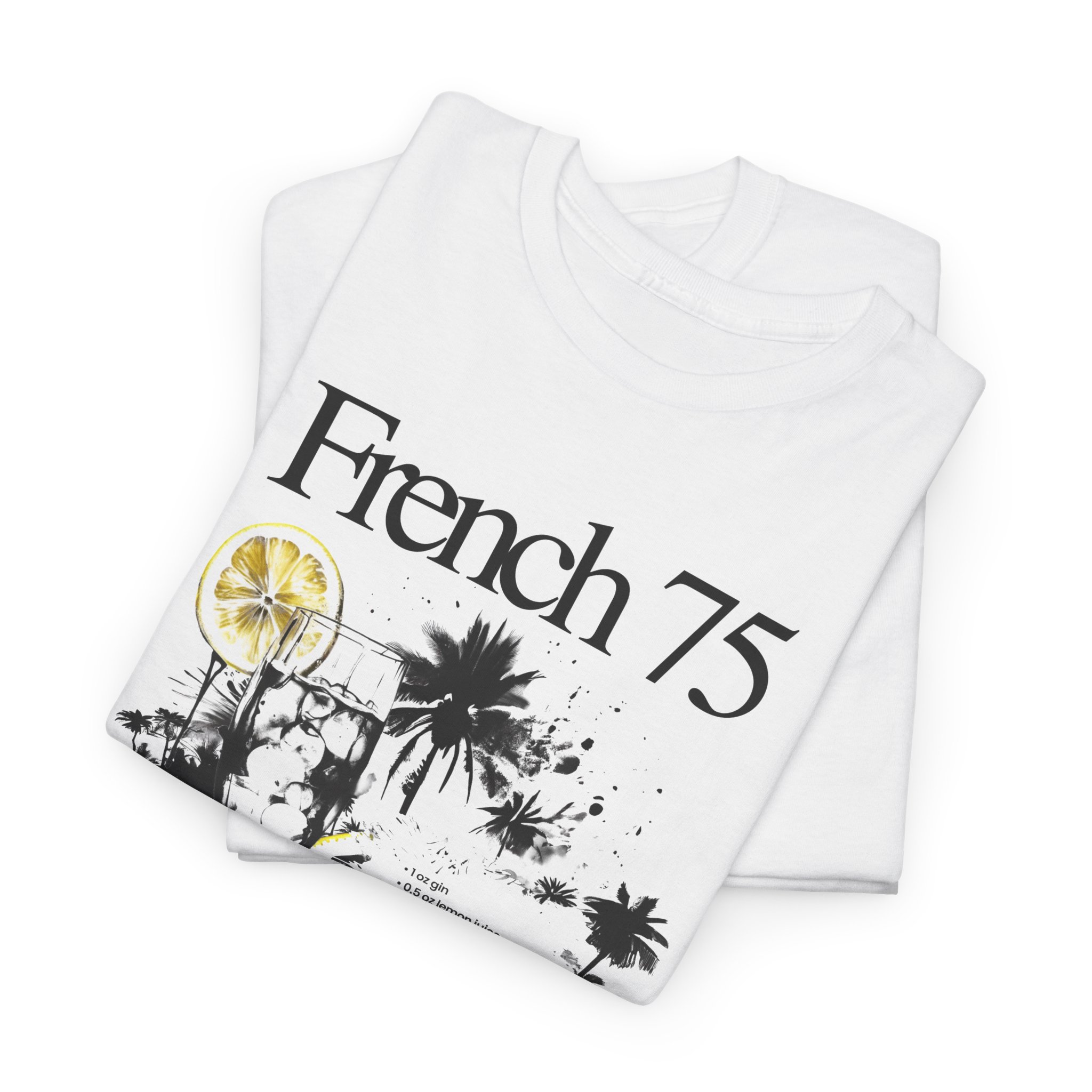 French 75 Cocktail T-Shirt — Vintage Citrus Gin Cocktail Tee - Image 5