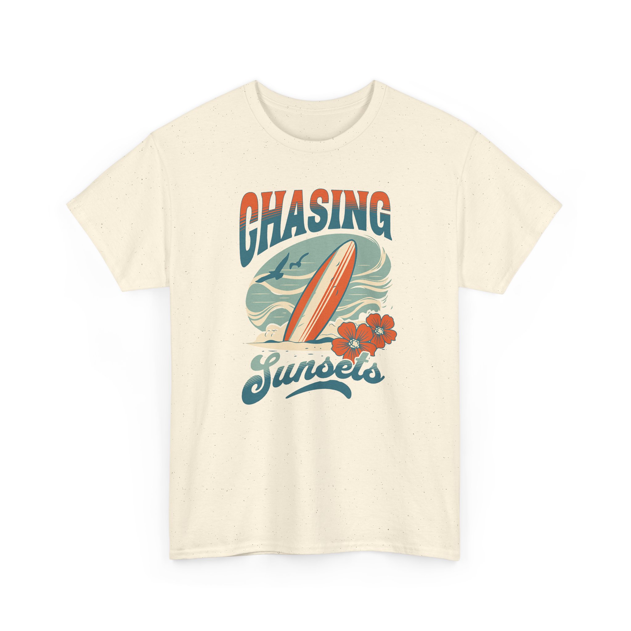Chasing Sunsets Surf Tee — Vintage Beach Surfboard Graphic T-Shirt - Image 3