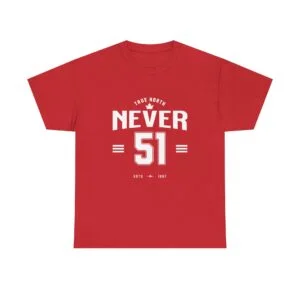 Never 51 Graphic Tee — Retro Athletic 'Never 51' Shirt