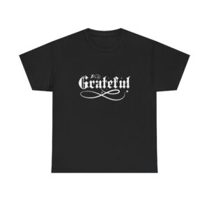 Grateful Gothic Tee — "Grateful" Script Graphic T-Shirt