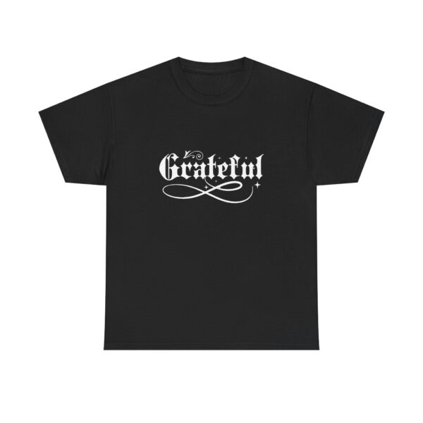 Grateful Gothic Tee — "Grateful" Script Graphic T-Shirt