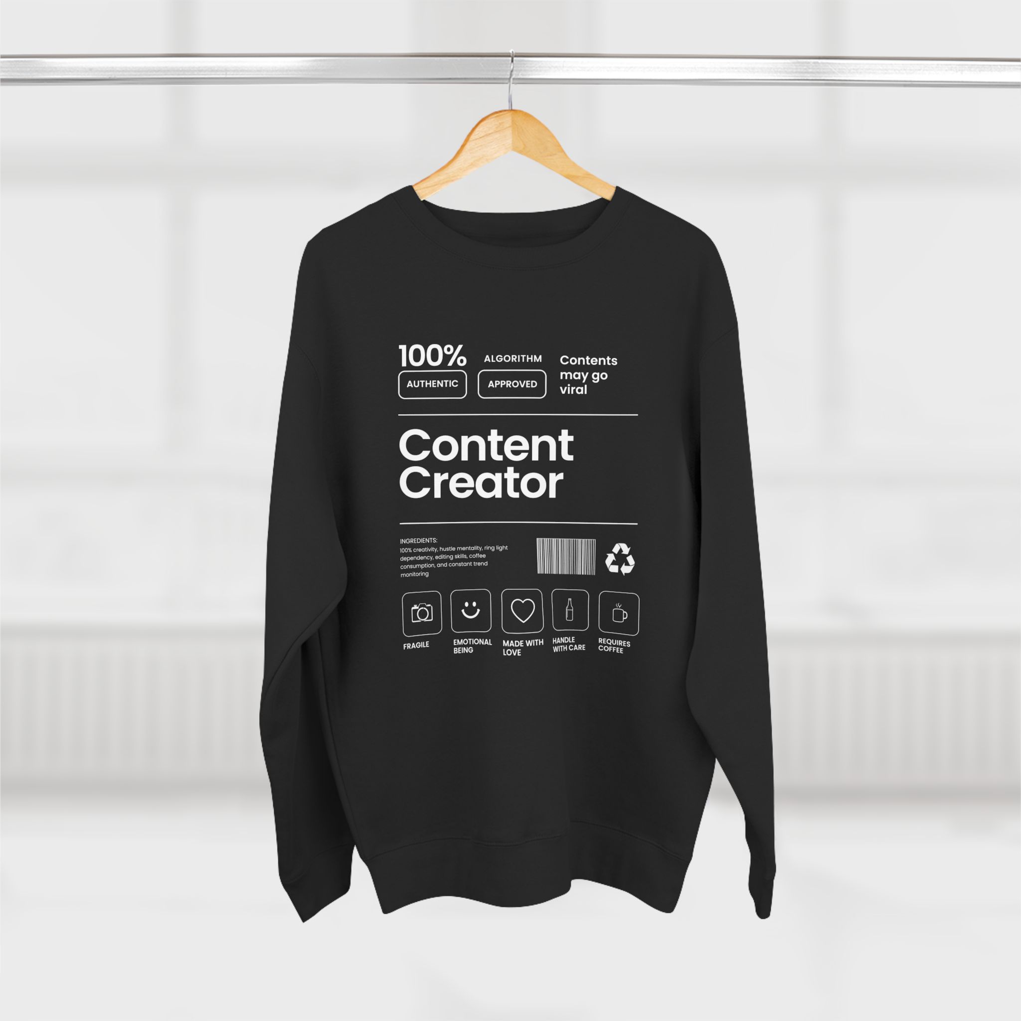 Content Creator Crewneck Sweatshirt — Minimal Tech Graphic Tee for Social Media Makers - Image 4