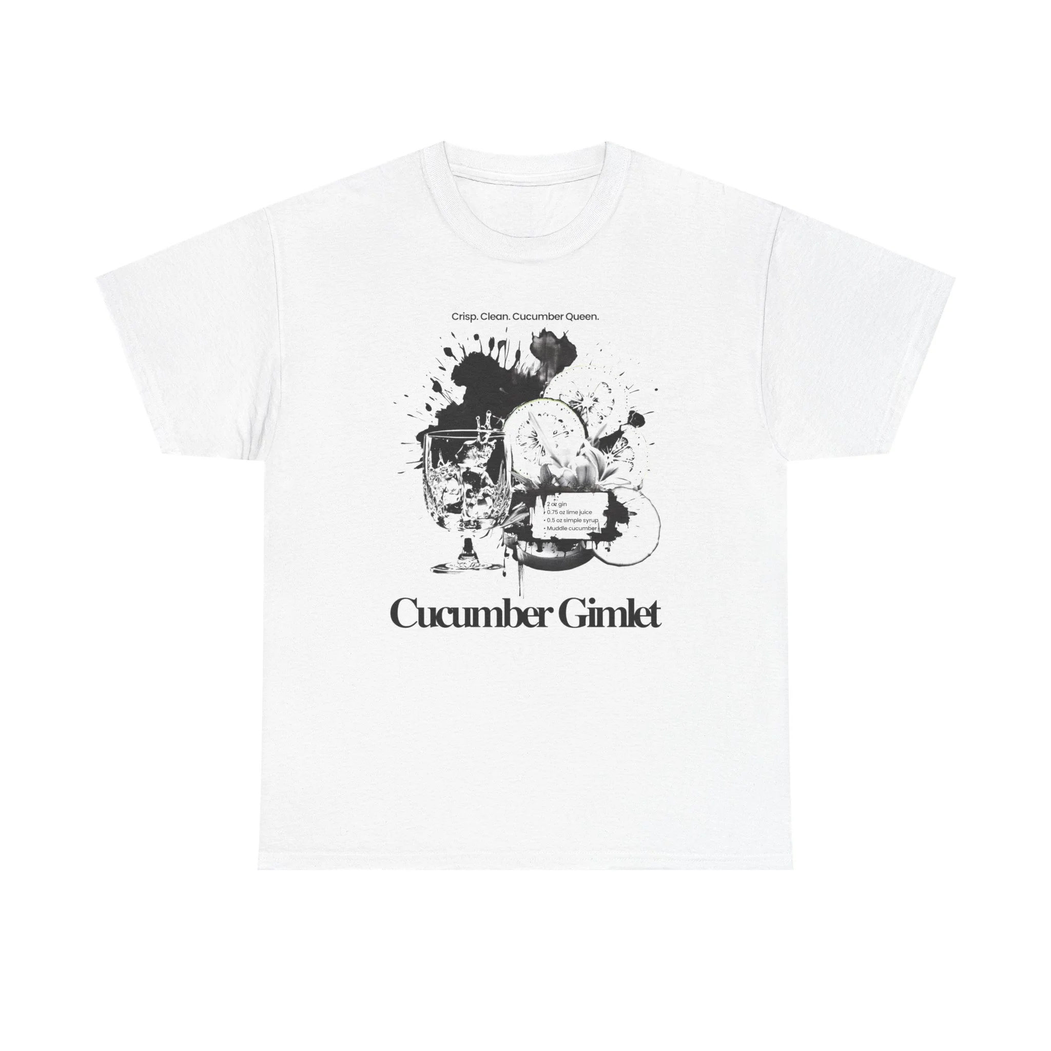 Cucumber Gimlet Graphic Tee – Vintage Cocktail Illustration Shirt