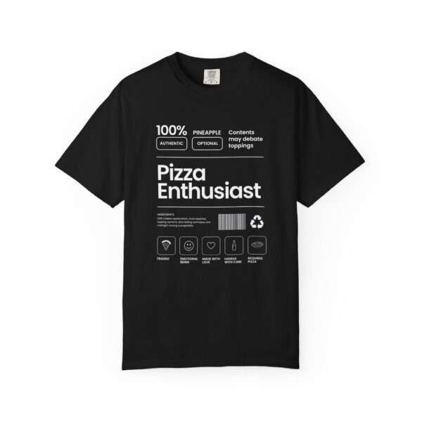 Pizza Enthusiast T-Shirt — Funny Pizza Ingredients Graphic Tee, nutritional label