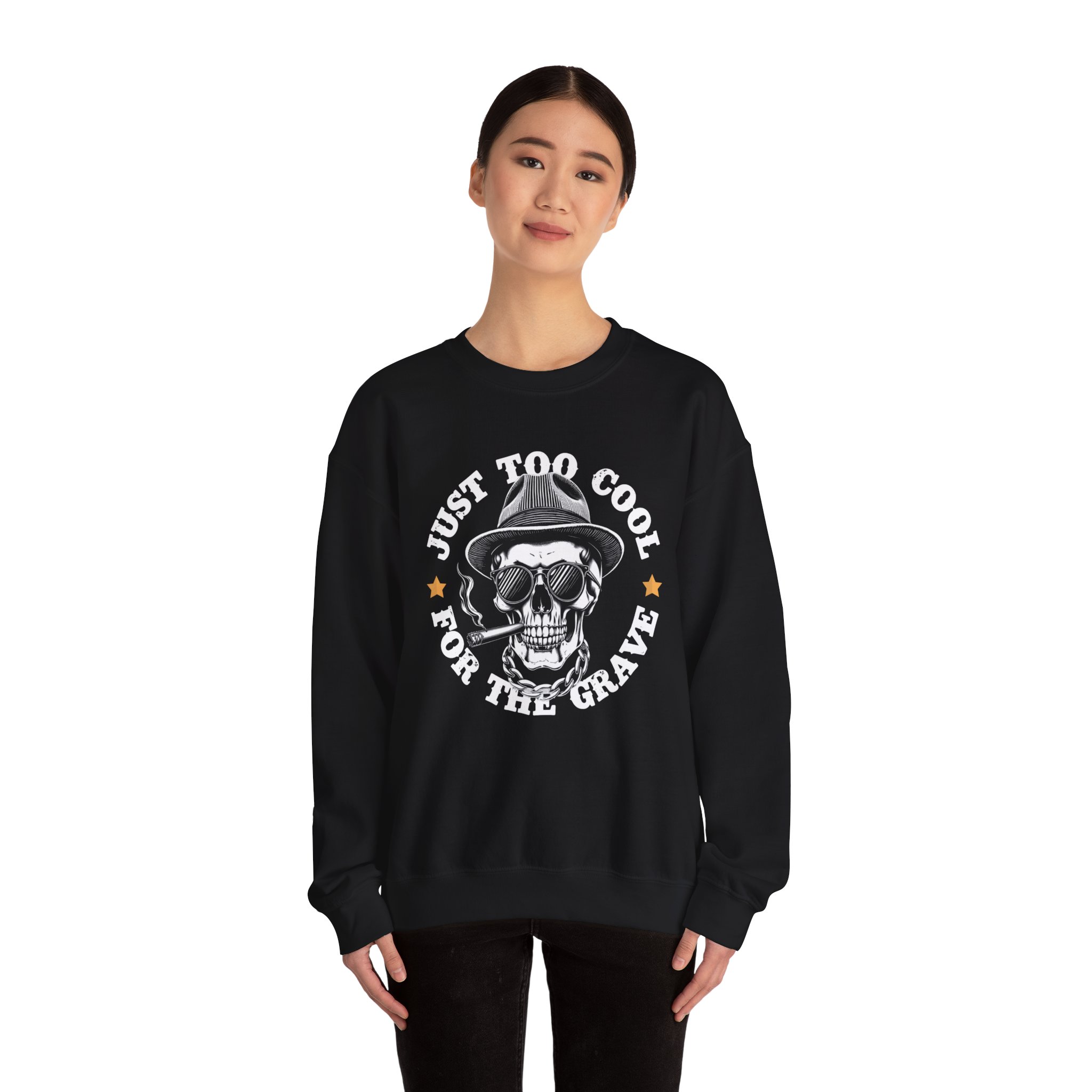 Just Too Cool For The Grave Skull Crewneck Sweatshirt - Image 4