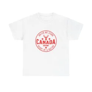 Canada Round Emblem T-Shirt — "United We Stand" Patriotic Canada Tee