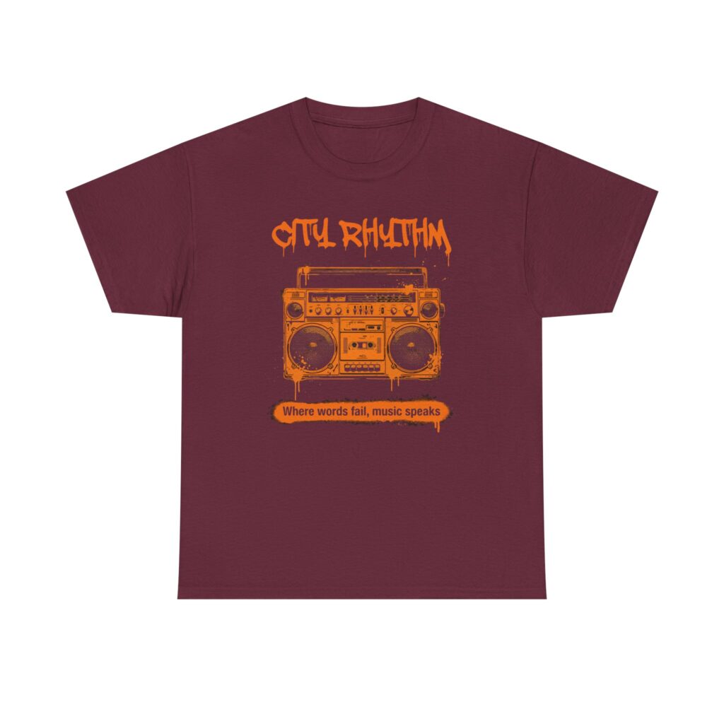 Boom Box Rhythm T‑Shirt — "Still Rhythm: Where Words Fail, Music Speaks" Vintage Hip Hop Tee