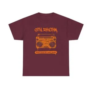 Boom Box Rhythm T‑Shirt — "Still Rhythm: Where Words Fail, Music Speaks" Vintage Hip Hop Tee
