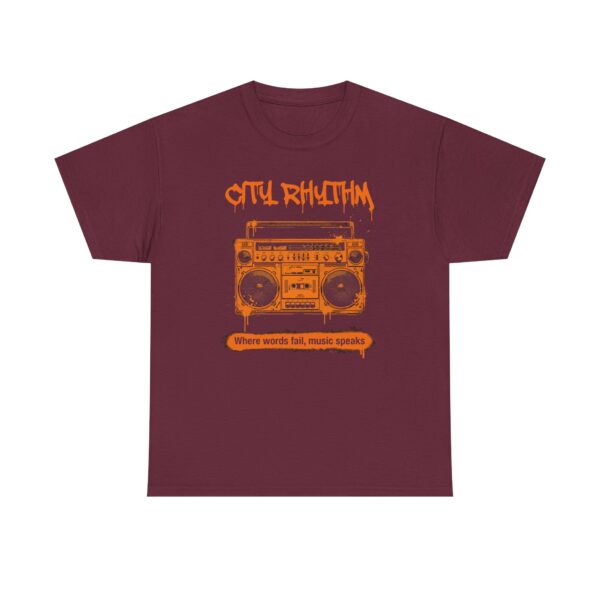Boom Box Rhythm T‑Shirt — "Still Rhythm: Where Words Fail, Music Speaks" Vintage Hip Hop Tee