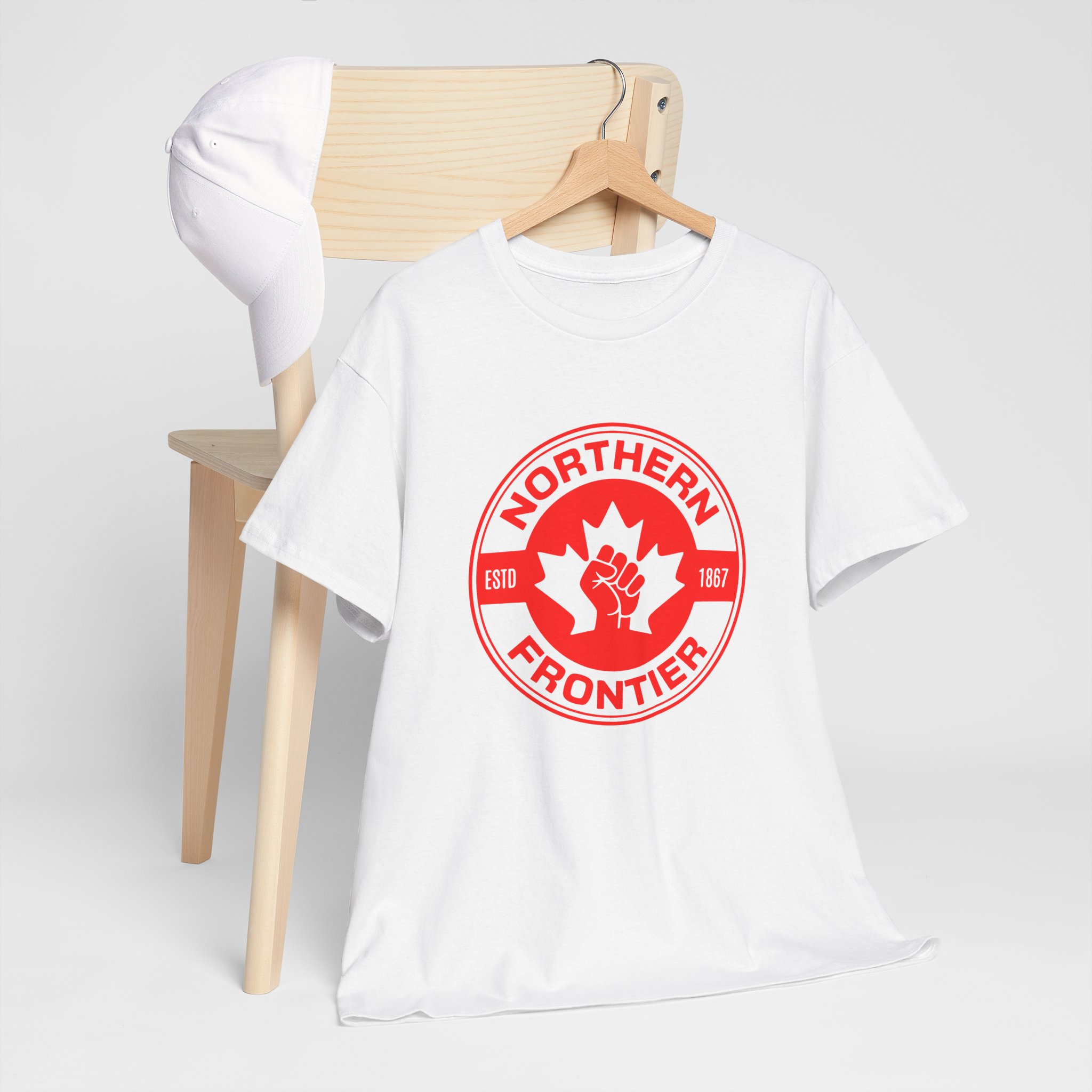 Northern Frontier Logo T-Shirt — Retro Canadian Maple Emblem - Image 7