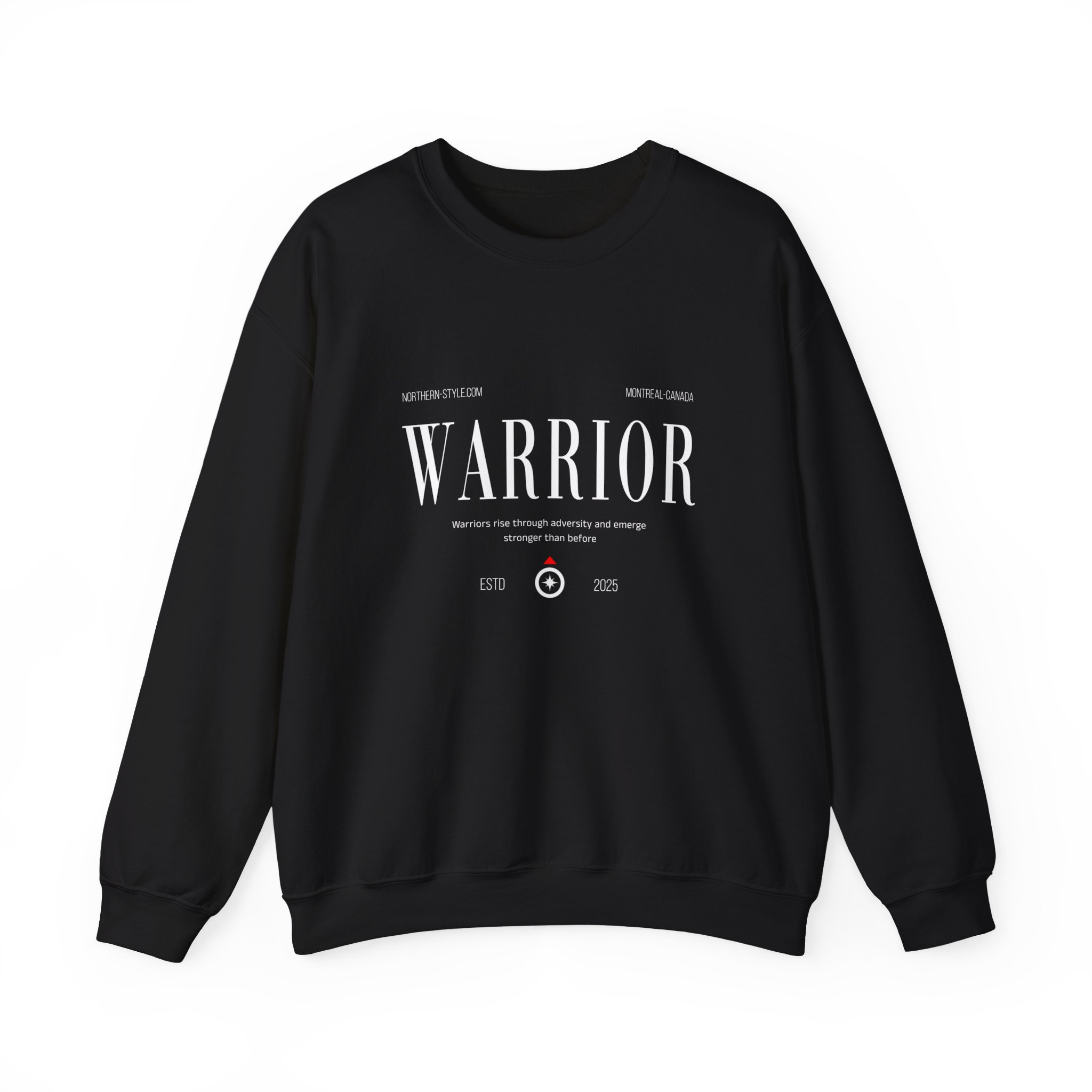 Warrior Crewneck Sweatshirt — Bold Military-Style Graphic Pullover
