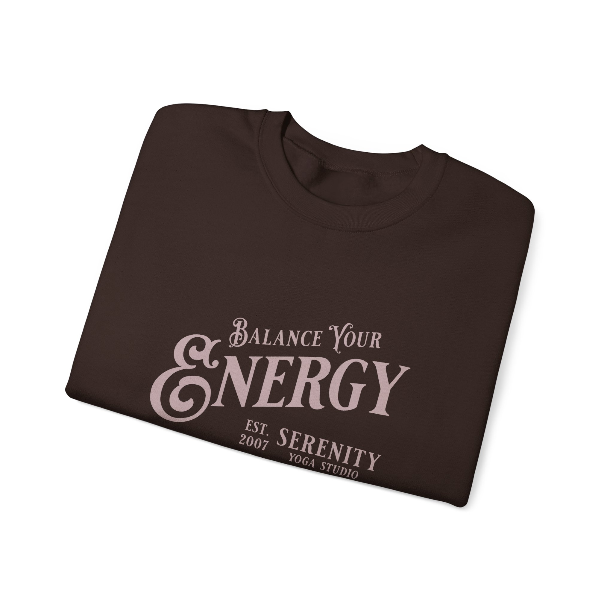 Crewneck Sweatshirt - "Balance Your Energy" Serenity Graphic, yoga, typo - Image 3