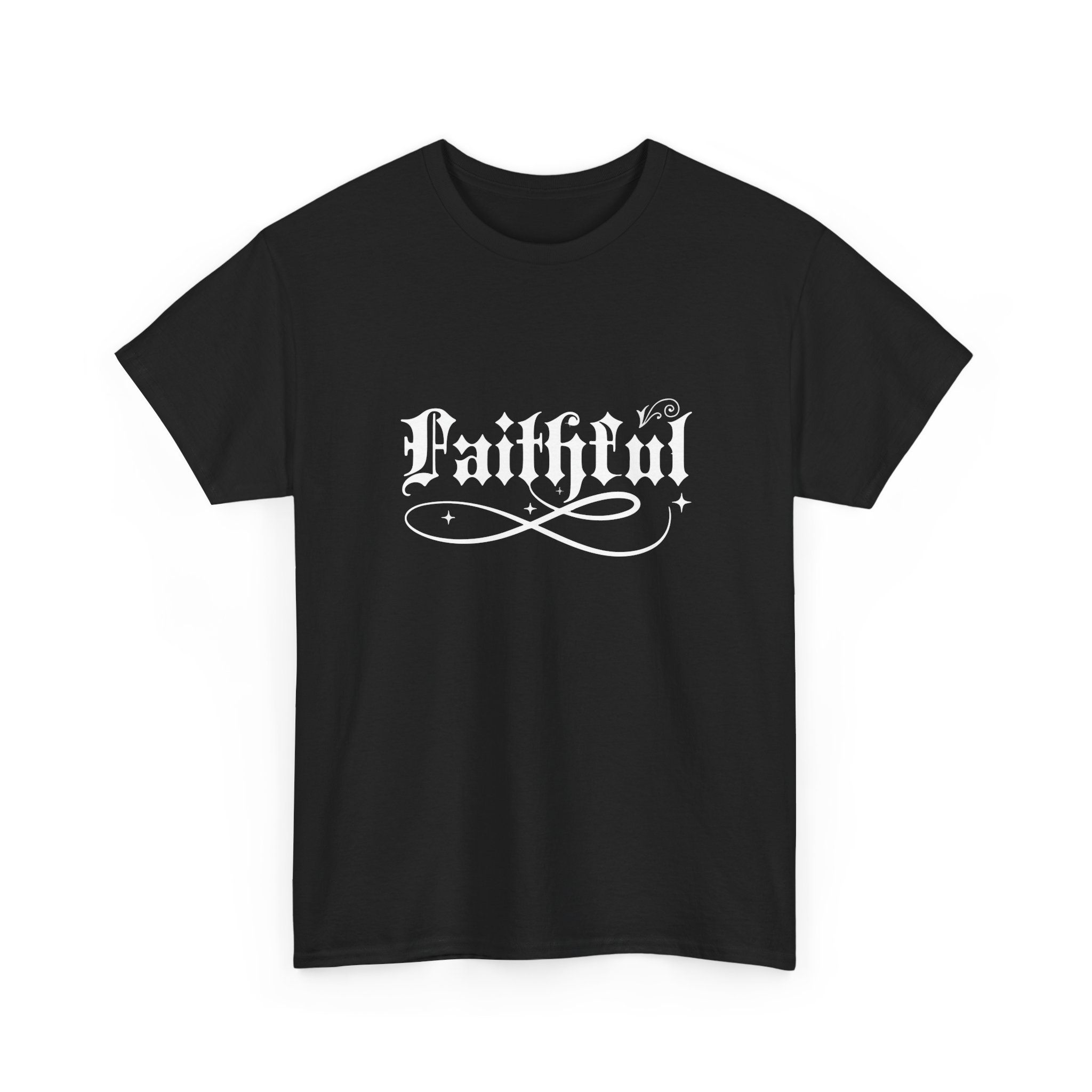 Faithful Gothic Tee — Faithful Script Black Graphic T-Shirt - Image 3