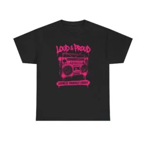Loud & Proud Boombox Tee — Express Yourself Loudly Graphic T-Shirt