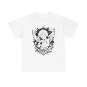 Angel Cherub Graphic Tee — Vintage Winged Cherub Illustration T-Shirt