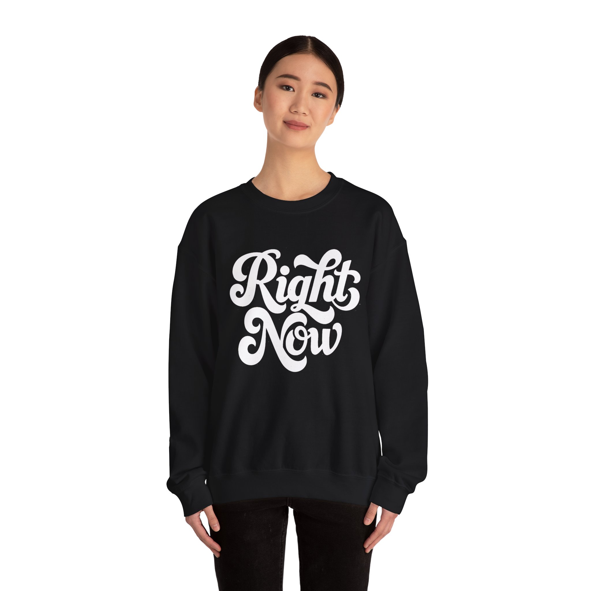 Right Now Crewneck Sweatshirt — Retro Script Graphic Pullover - Image 4