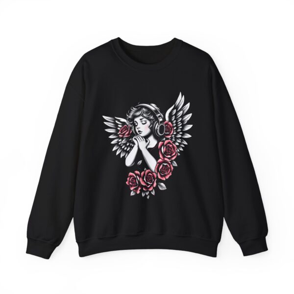 Angel & Roses Crewneck Sweatshirt — Vintage Winged Angel Graphic