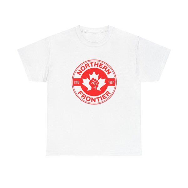 Northern Frontier Logo T-Shirt — Retro Canadian Maple Emblem