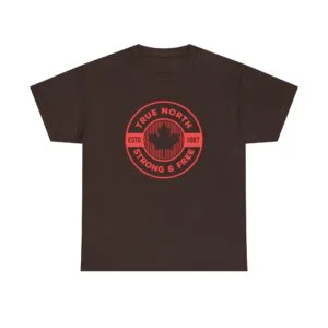 True North "Strong & Free" T-Shirt — Canadian Maple Emblem Tee
