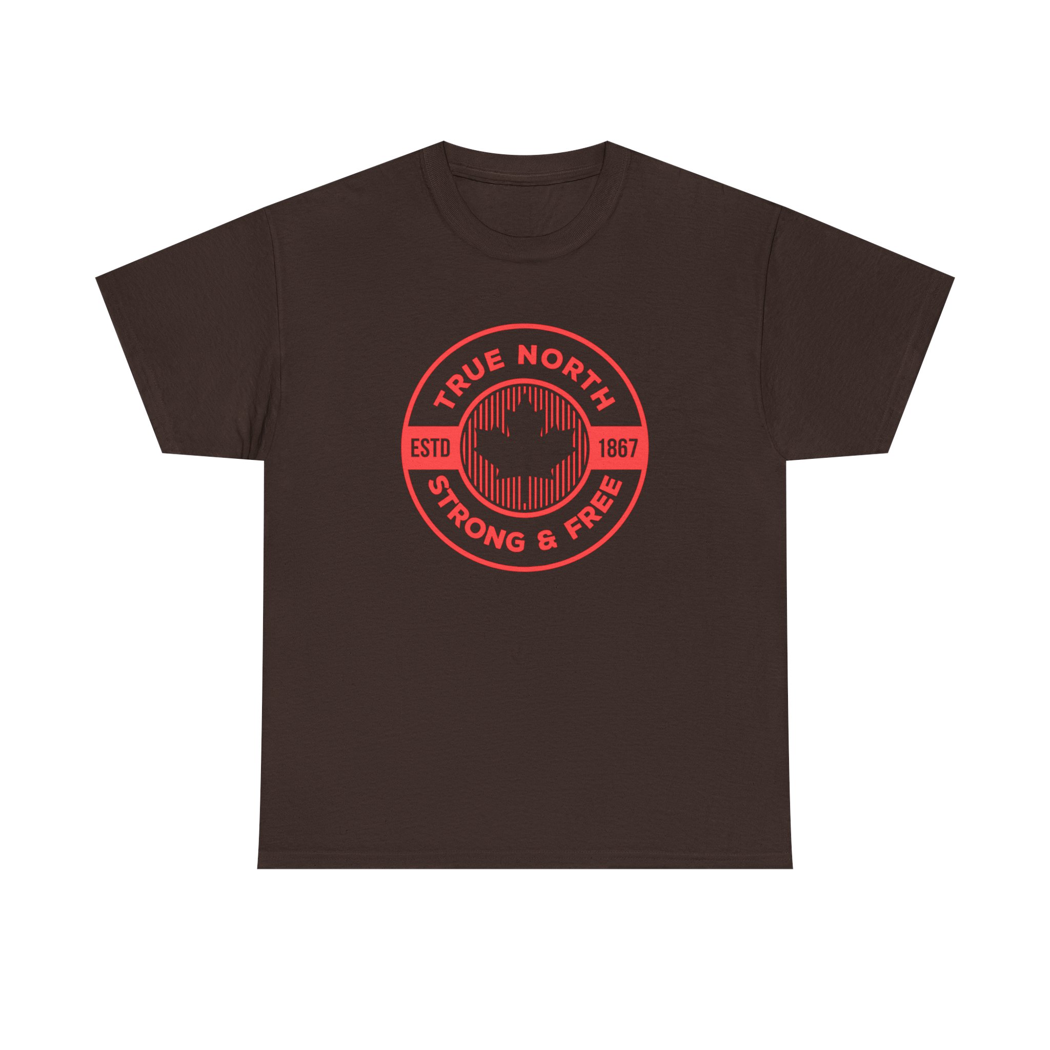 True North "Strong & Free" T-Shirt — Canadian Maple Emblem Tee