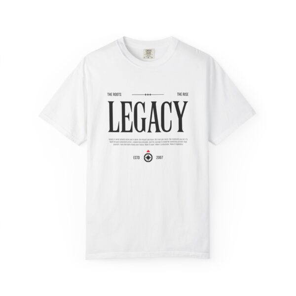 Legacy Graphic T-Shirt — 'LEGACY' Newspaper-Style Typography Tee