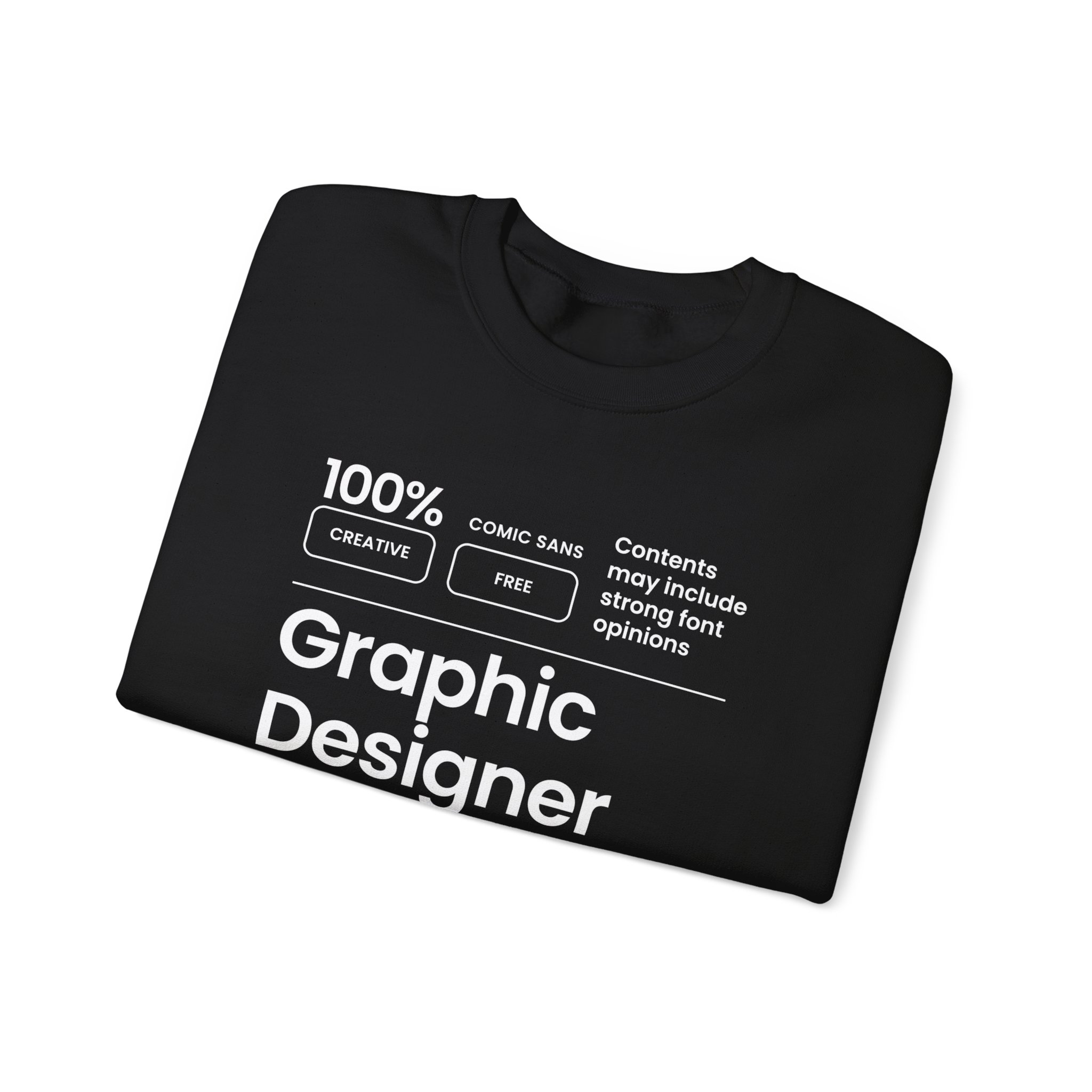 Graphic Designer Crewneck Sweatshirt — 100% Creative Print, Funny Designer Badge - Image 3
