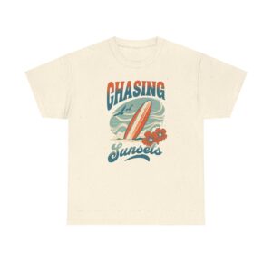 Chasing Sunsets Surf Tee — Vintage Beach Surfboard Graphic T-Shirt