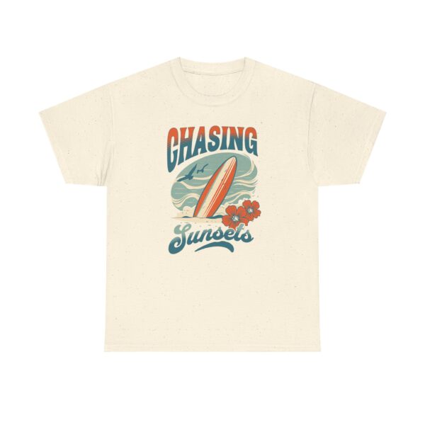 Chasing Sunsets Surf Tee — Vintage Beach Surfboard Graphic T-Shirt