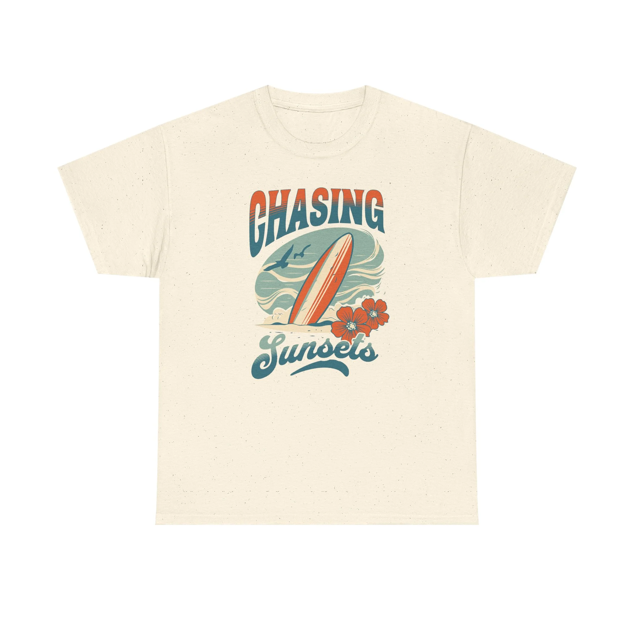 Chasing Sunsets Surf Tee — Vintage Beach Surfboard Graphic T-Shirt