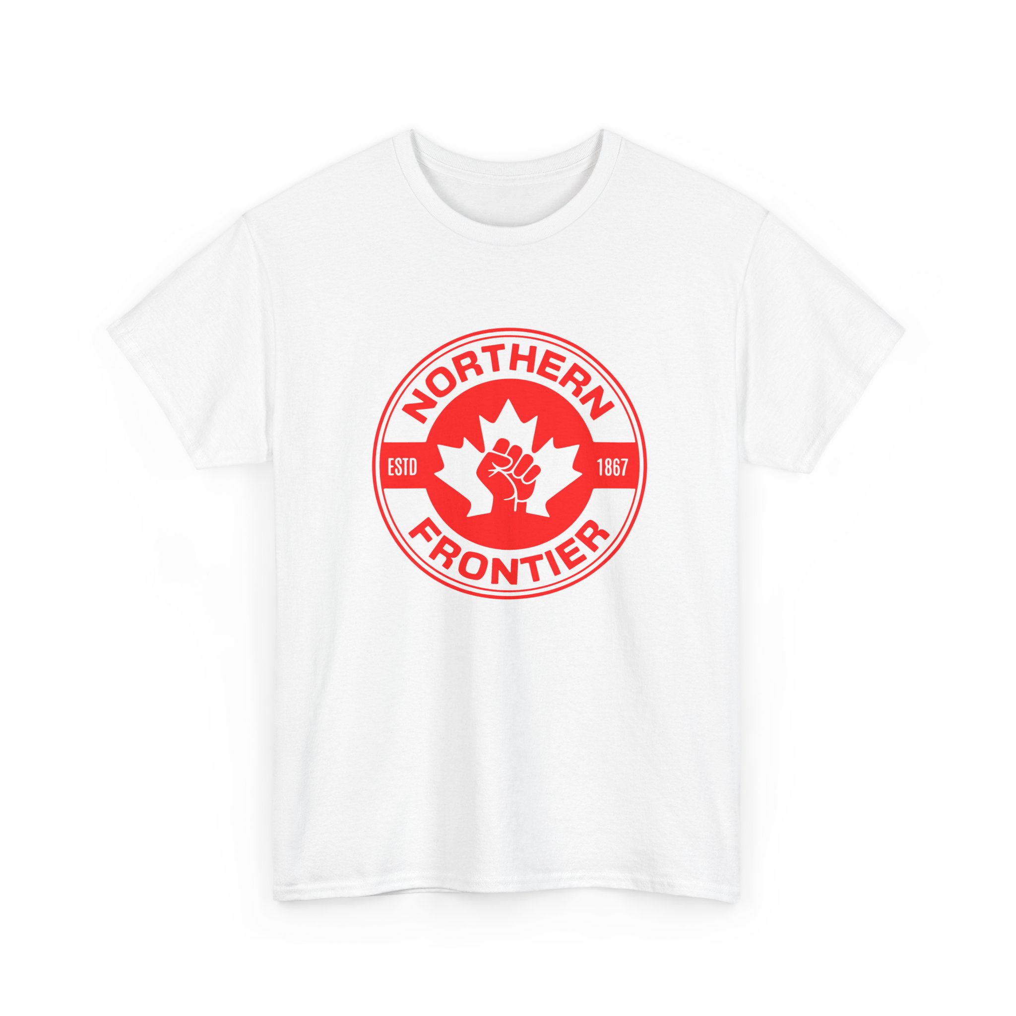 Northern Frontier Logo T-Shirt — Retro Canadian Maple Emblem - Image 3
