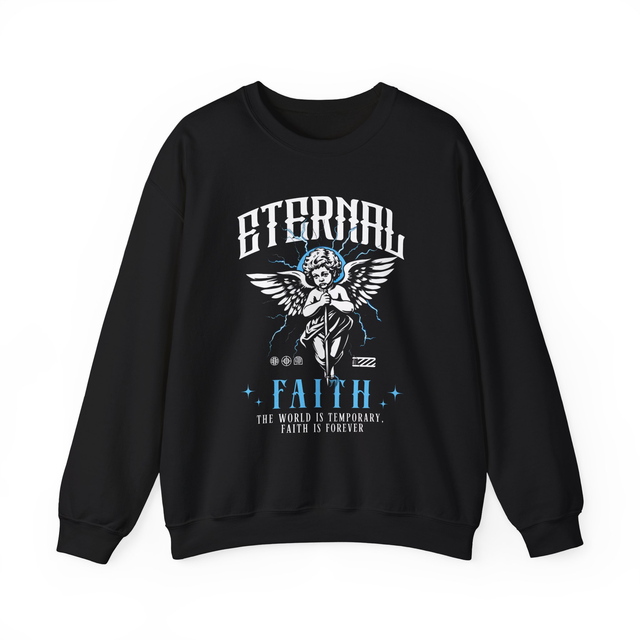 Eternal Faith Crewneck Sweatshirt — Angel Graphic Christian Vintage Style