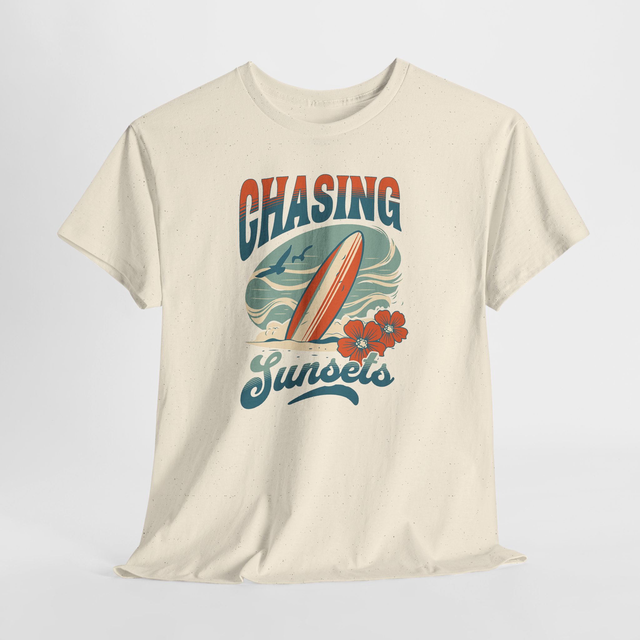 Chasing Sunsets Surf Tee — Vintage Beach Surfboard Graphic T-Shirt - Image 6