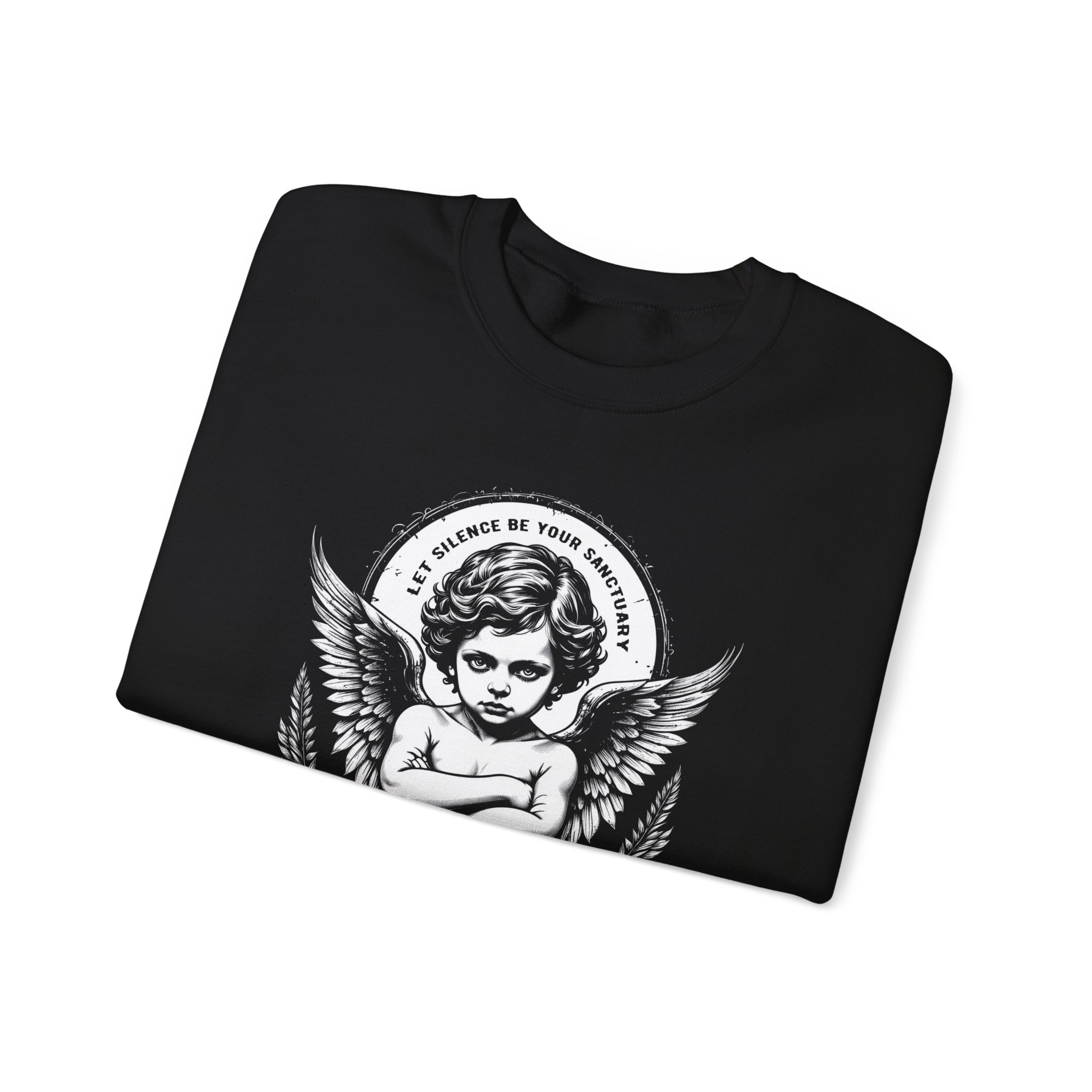 Sadness Angel Crewneck Sweatshirt – Gothic Cherub Graphic Pullover - Image 3