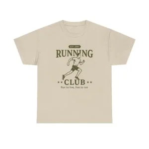 Running Club T-Shirt — Retro Runner Graphic Tee (“Run to live, live to run”)