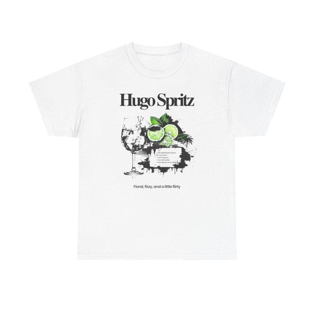 Hugo Spritz Cocktail T-Shirt — Lime & Bubbles Graphic Tee