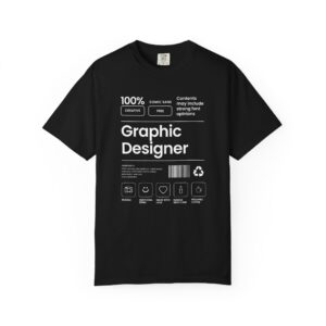 Graphic Designer T-Shirt — 100% Creative Label Tee, nutritional label