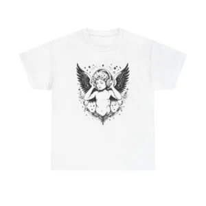 Angel Cherub Graphic Tee — Vintage Winged Cherub Illustration T-Shirt